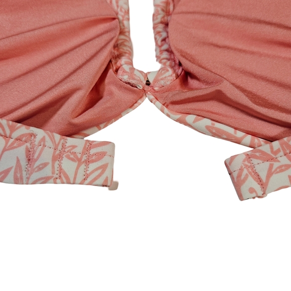 Onia Genevieve Bikini Top, White/Pink Micro Leaves, Small - Picture 9 of 16